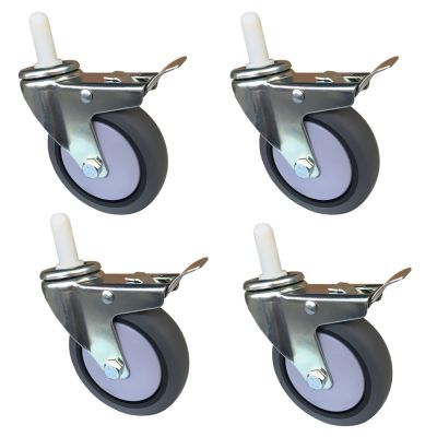 4-Piece 4-Inch Heavy-Duty PU Food Cart Swivel Casters with M11 Stem