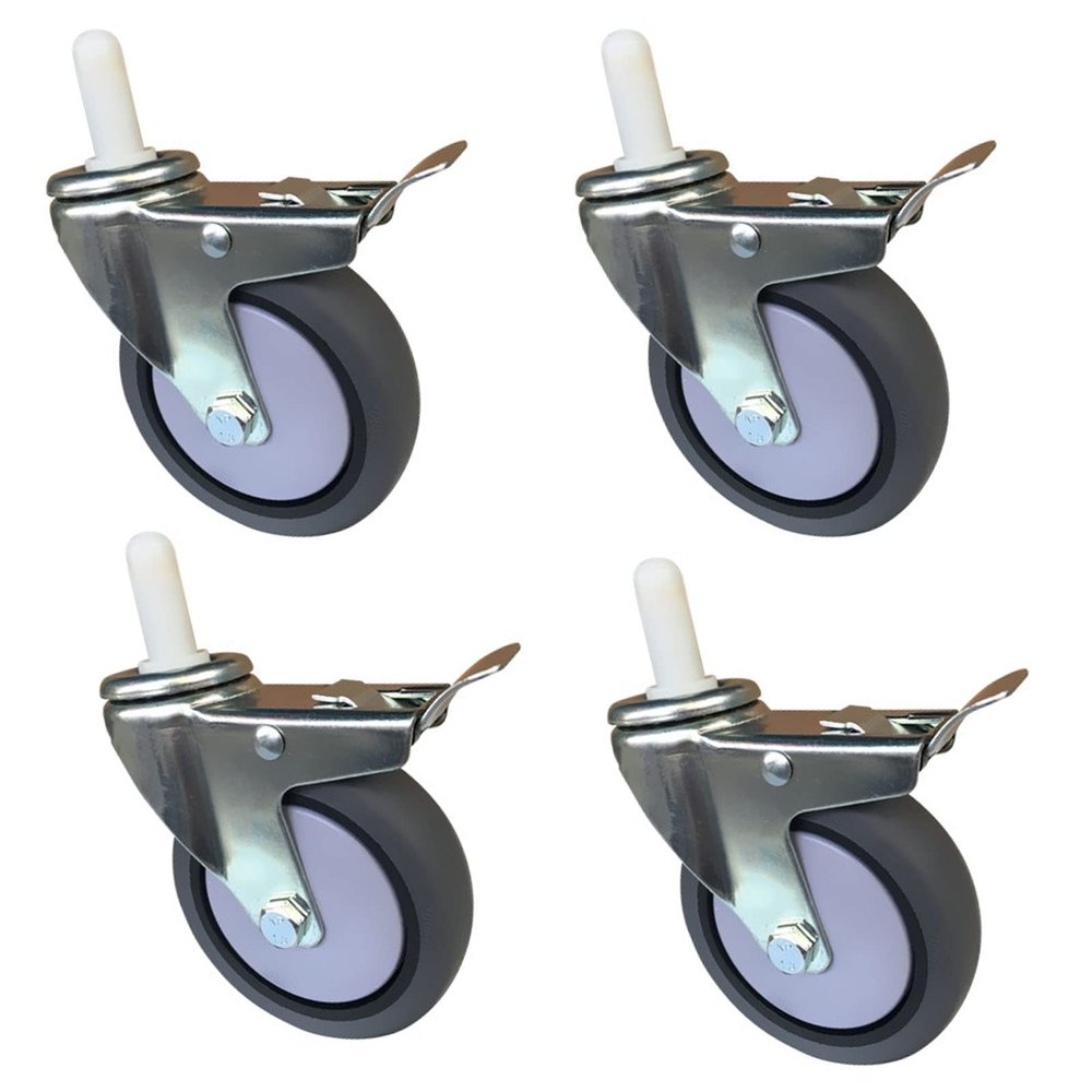 4-Piece 4-Inch Heavy-Duty PU Food Cart Swivel Casters with M11 Stem
