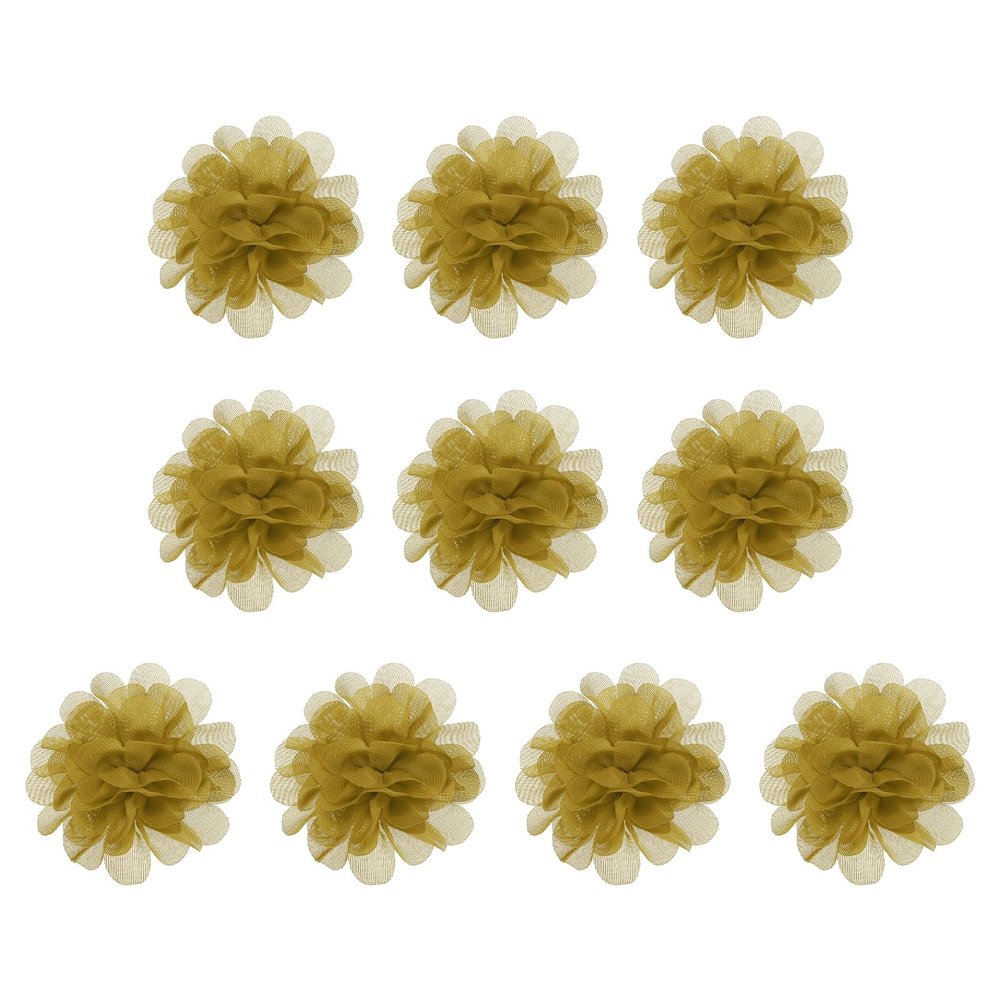 PATIKIL 10-Piece 2.8-Inch Chiffon Fabric Flowers, Ginger