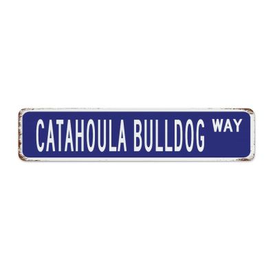 Personalized Navy Blue Catahoula Bulldog Metal Sign, 10.2 in