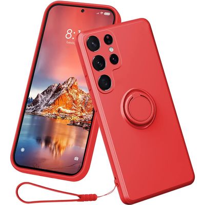 nulala Silicone Case Compatible with Samsung Galaxy A14 5G, Holder Stand Phone Case with Strap, Chain and Magnetic Car Mount Compatibility, Liquid Silicone Protective Cover