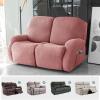 CLGTY Stretch 6-Piece Recliner Cover for 2-Seater Sofa, Soft Jacquard Fabric with Pocket, Pink view 2