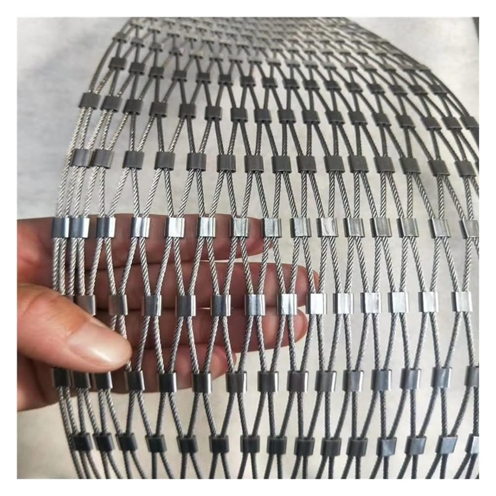 DTVEW 304 Stainless Steel Cable Mesh, Galvanized Wire Fence Roll, Flexible Safety Mesh for Railings and Stairs (2 x 25 m)