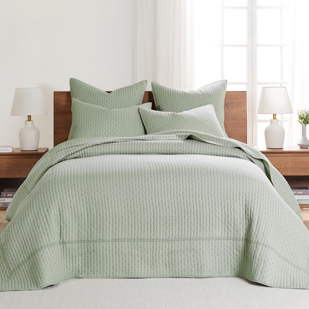 Levtex Home Cross-Stitch King-Size Bedspread Set, Desert Sage