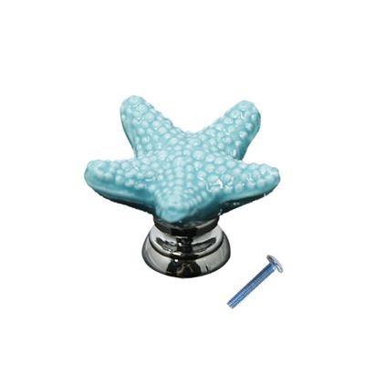 Tiuimk Blue Starfish Ceramic Cabinet Knob