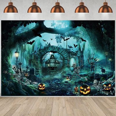 3 x 2.4 m Halloween Horror Castle Dark Forest Cemetery Backdrop