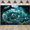 3 x 2.4 m Halloween Horror Castle Dark Forest Cemetery Backdrop view 1