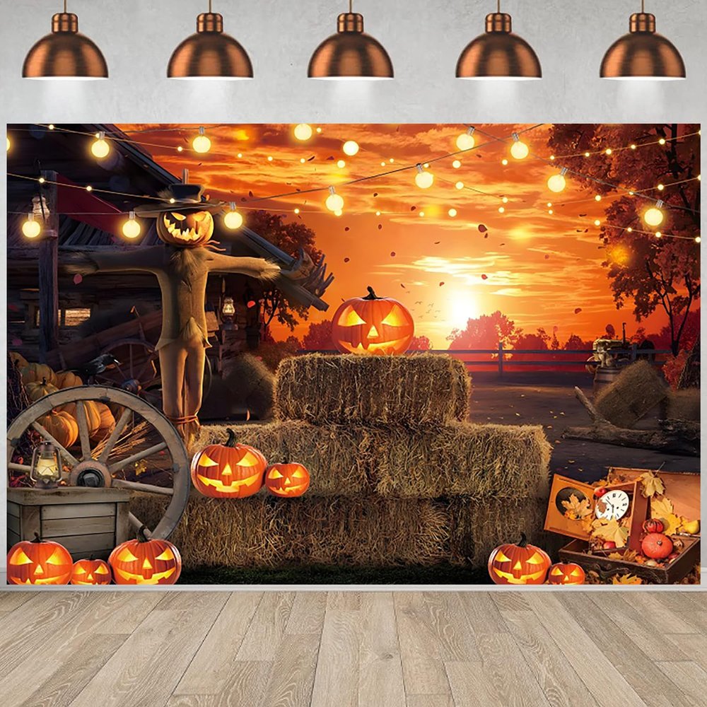 3x2m Halloween Night Devil Pumpkin Scarecrow Photo Backdrop