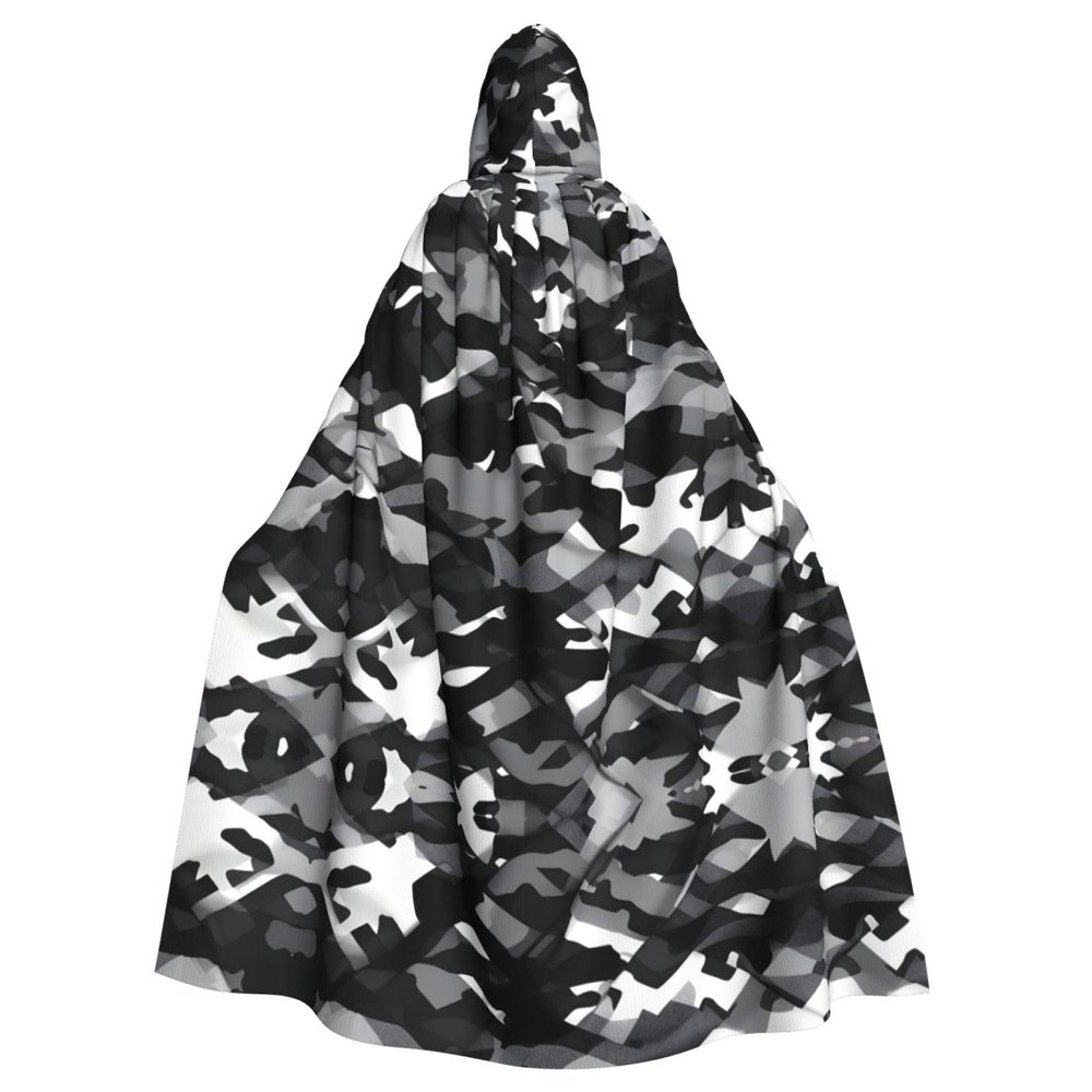OdDdot Hooded Cape for Women, Adult Halloween Costume, Witch Cosplay, Black/Gray/White/Camo