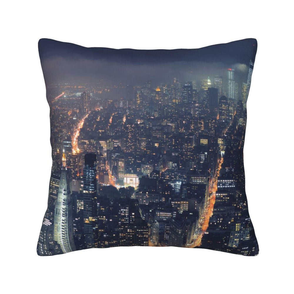 New York City Corduroy Throw Pillow Covers, Soft Square Decorative Covers, 50.8 x 50.8 cm