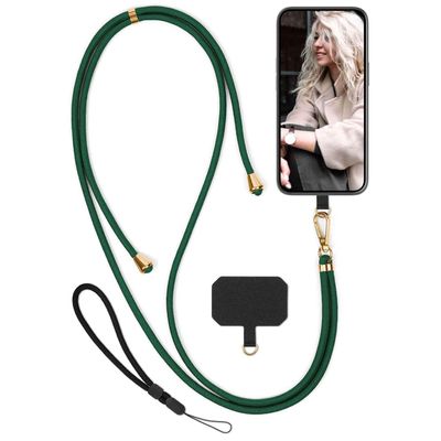 moex Unleash for Samsung Galaxy A34 5G Phone Strap, Crossbody Phone Lanyard Without Case, Universal with Carabiner, Detachable, Green/Gold