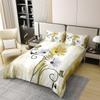 100% Organic Cotton Yellow Gray Duvet Cover Set, 155 x 220 cm, Daisy Butterfly Design view 2