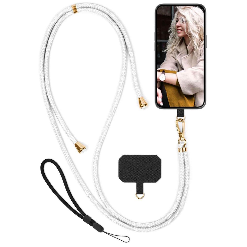 moex Unleash Phone Lanyard for Samsung Galaxy A14 (4G/5G), White/Gold