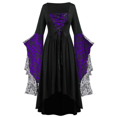 Nsercvb Women's Black Gothic Renaissance Medieval Costume Dress