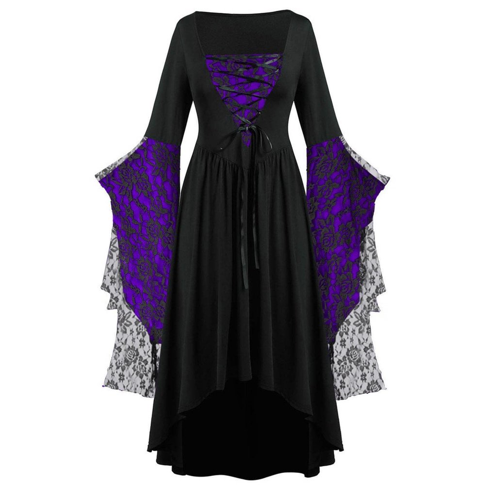 Nsercvb Women's Black Gothic Renaissance Medieval Costume Dress