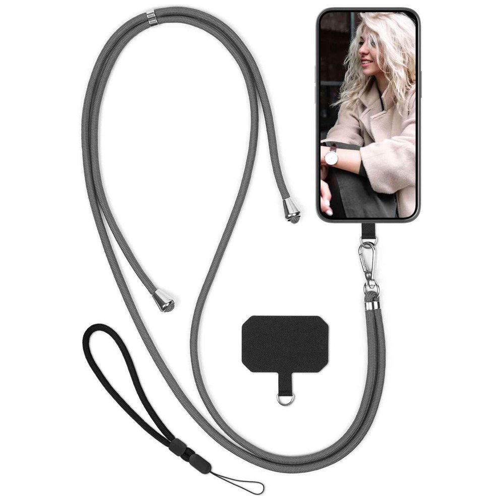 moex Unleash Phone Strap for Samsung Galaxy S23 Ultra, Universal Crossbody Phone Lanyard with Carabiner, Removable Strap with Case Insert, Gray/Silver