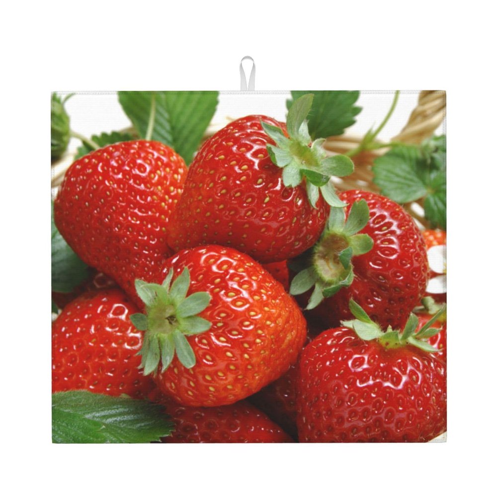Microfiber Dish Drying Mat, Strawberry Design, 46 x 41 cm