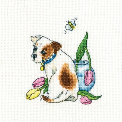 RTO Cross-Stitch Kit for Adults, Flowers, Animals, After All, She Flew Away, 9.5 x 10.5 cm, 14 CT