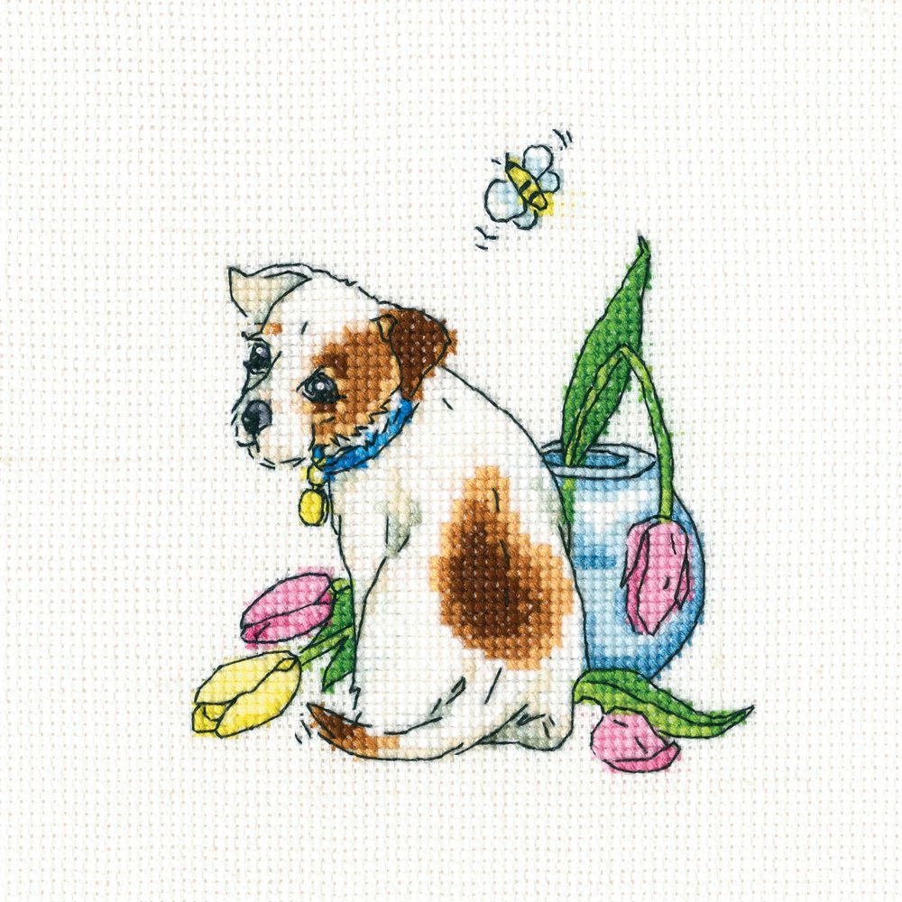 RTO Cross-Stitch Kit for Adults, Flowers, Animals, After All, She Flew Away, 9.5 x 10.5 cm, 14 CT