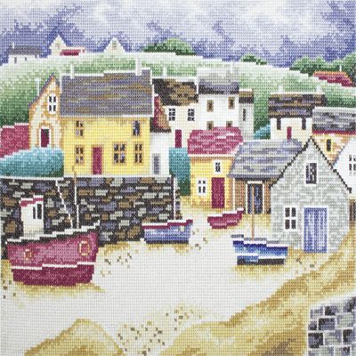 RTO Cross-Stitch Kit for Adults, Fishing Village Seascape, 31 x 22 cm, 14 Count