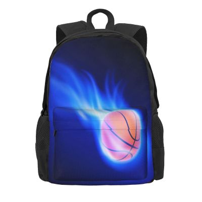 ASEELO Large-Capacity Casual Laptop Backpack, Many Zombie, Blue Fire Basketball Ball
