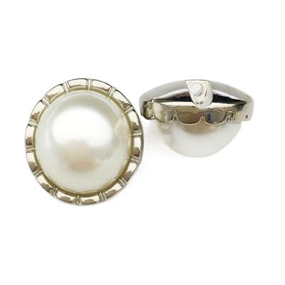 Metal Coat Buttons for Women's Accessories and Pajamas, with Pearls, Light Color, 17.5 mm, 6 Pieces