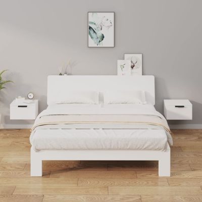 Homgoday Wall-Mounted Nightstands, 2 pcs, White, 34 x 30 x 20 cm