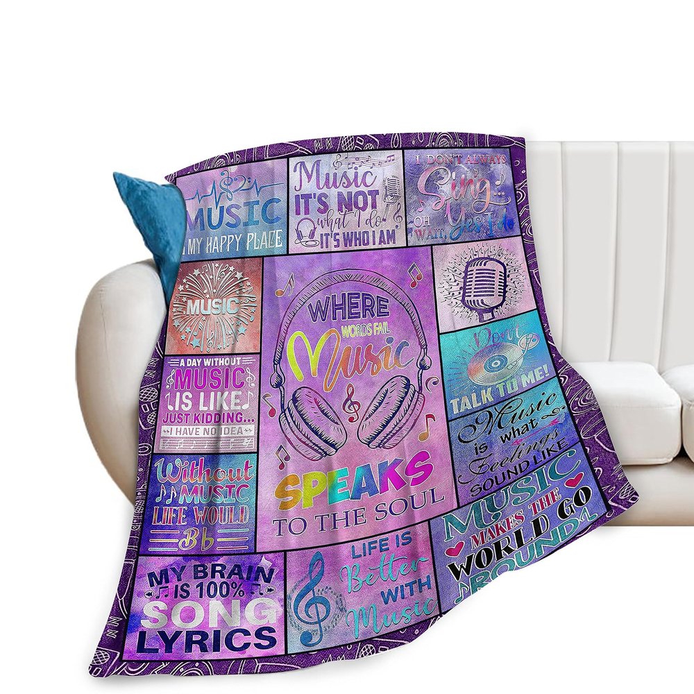 Music Blanket, Plush Throw, Super Soft Warm Fleece, 40 x 50 in