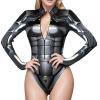 Women's Halloween Skeleton Skull Jumpsuit Costume view 2