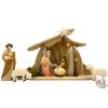 Akantus Leonardo Wooden Christmas Nativity Set: 8 Pieces with Small Holy Night Stable, Painted (13 cm) view 1
