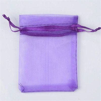LSYLXBAI 25/50-Pack Wedding Gift Organza Drawstring Bags, Jewelry Packaging Pouches, Dark Purple, 7 x 9 cm