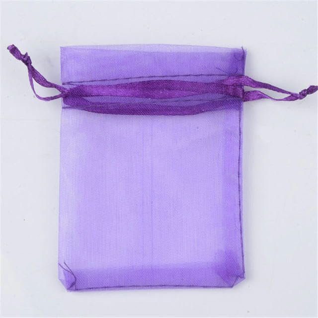LSYLXBAI 25/50-Pack Wedding Gift Organza Drawstring Bags, Jewelry Packaging Pouches, Dark Purple, 7 x 9 cm