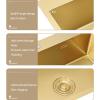 PhIree Nano Gold Double Kitchen Sink, Stainless Steel, Brushed Finish, with Soap Dispenser and Square Faucet, 82 x 45 x 22 cm view 4