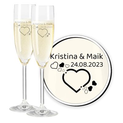 LALALO LEONARDO Personalized Wedding Sparkling Wine Glasses with Engraving – Heart’s Desire