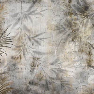 Muralo Self-Adhesive 3D Photo Wallpaper, Leaves, Concrete Look - 368 x 254 cm