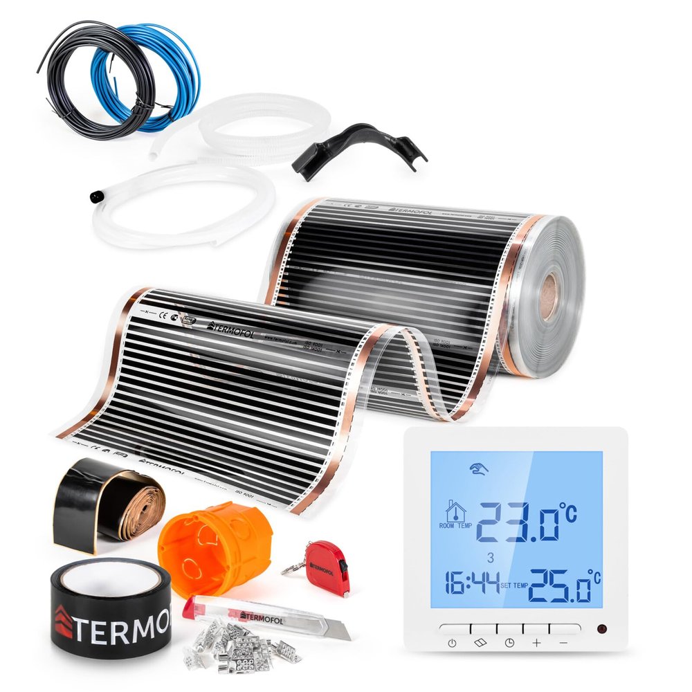 Termofol 230 V Electric Underfloor Heating Film Kit with H2 Thermostat, 220 W/m², 1.5 m