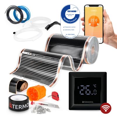 Termofol Electric Underfloor Heating Film 230V with H6 WiFi Thermostat, 60 W/m², 1.5 m Surface