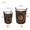 Large Freestanding Laundry Hamper, Bronze Gear Clock Century Print view 4
