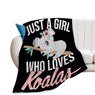 Just a Girl Who Loves Koalas Flannel Throw Blanket
