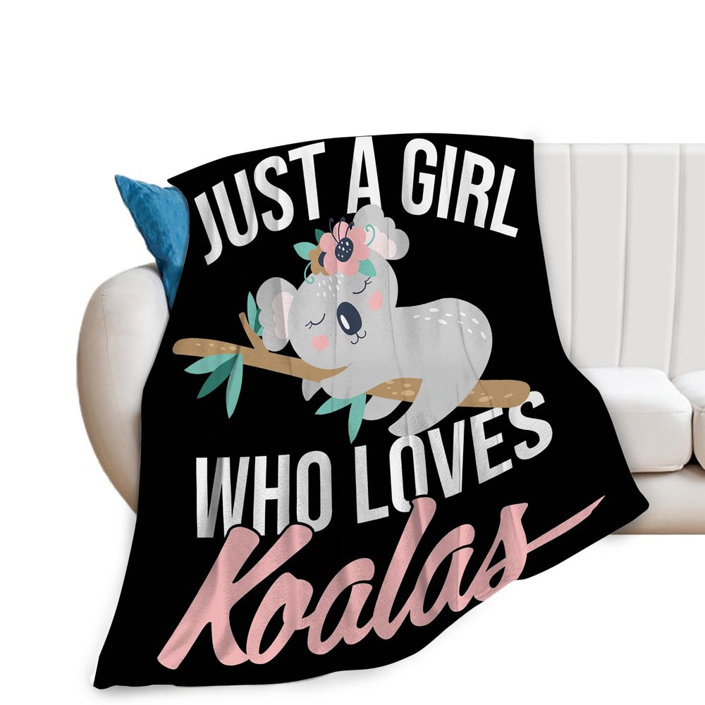Just a Girl Who Loves Koalas Flannel Throw Blanket