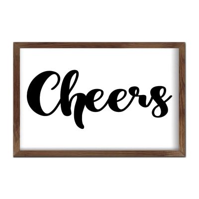 Rustic Framed “Cheers” Wall Art Sign, Custom Hanging Wood Sign, 8 x 12 in