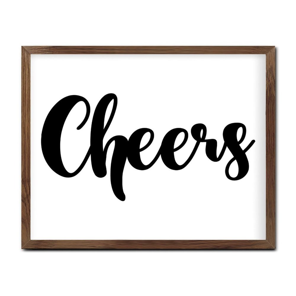 Cheers Wooden Wall Plaque, Artwork and Farmhouse Decor Sign, 16 x 20 in