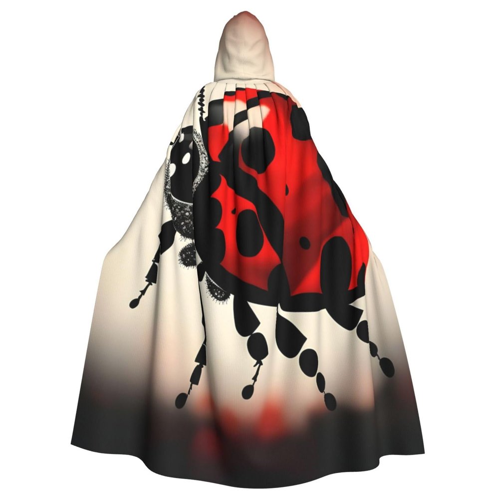 SSIMOO Art Ladybug Tracks Adult Party Decorative Cape, Adult Halloween Hooded Cloak, Cosplay Costume Cape