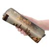 TOMPPY London Printed Pencil Case, Leather Pencil Case, Portable Stationery Organizer, Pencil Holder, Makeup Bag with Zipper, Lake House, One Size view 4