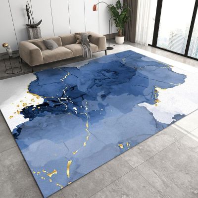 PAJEON Blue, White & Gold Luxury Indoor Area Rug, 100 x 150 cm, Machine Washable