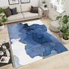 PAJEON Blue, White & Gold Luxury Indoor Area Rug, 100 x 150 cm, Machine Washable view 2