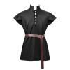 Men's Medieval Ailrik Tunic with Trim, Short Sleeve Viking Shirt, Black, L view 1