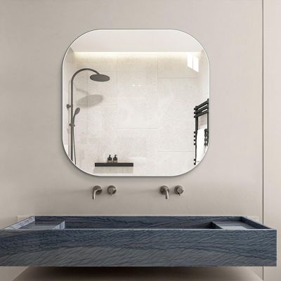 ACHZYFT 80 cm Frameless Round-Edge Wall-Mounted Bathroom Mirror