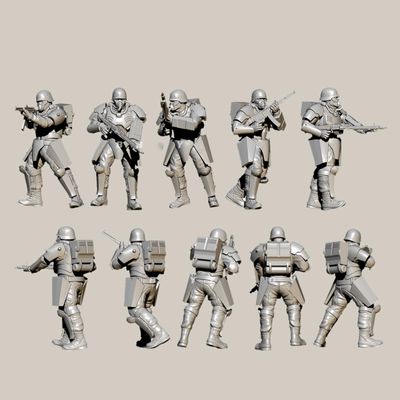 1/35 Resin Sci-Fi Planetary Commando Model Kit, 5 Figures, Unassembled and Unpainted