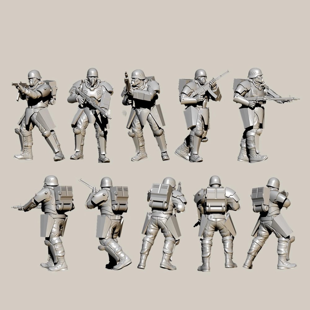 1/35 Resin Sci-Fi Planetary Commando Model Kit, 5 Figures, Unassembled and Unpainted